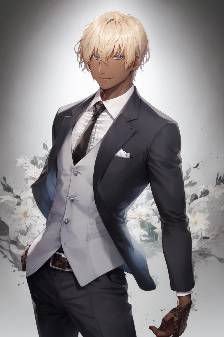[Holara] short hair laugh tall Masterpiece tan skin man suit [Illustration]